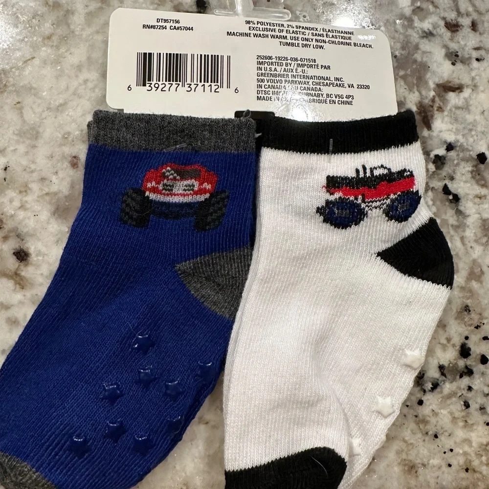 *BRAND NEW WITH TAGS* Angel of Mine 2-Pack 2T-4T Monster Truck Grip Short Socks
